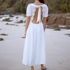 Free People All You Need Is Lace Midi Dress in Ivory 🆕